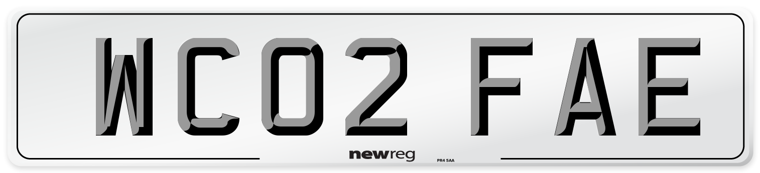 WC02 FAE Number Plate from New Reg